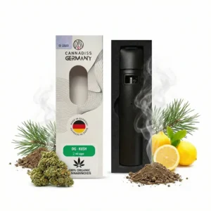 Вейп з канабісом Cannadiss OG Kush 2 мл, кнопка, pre-heat, USB-C, 0% THC — вигляд упаковки